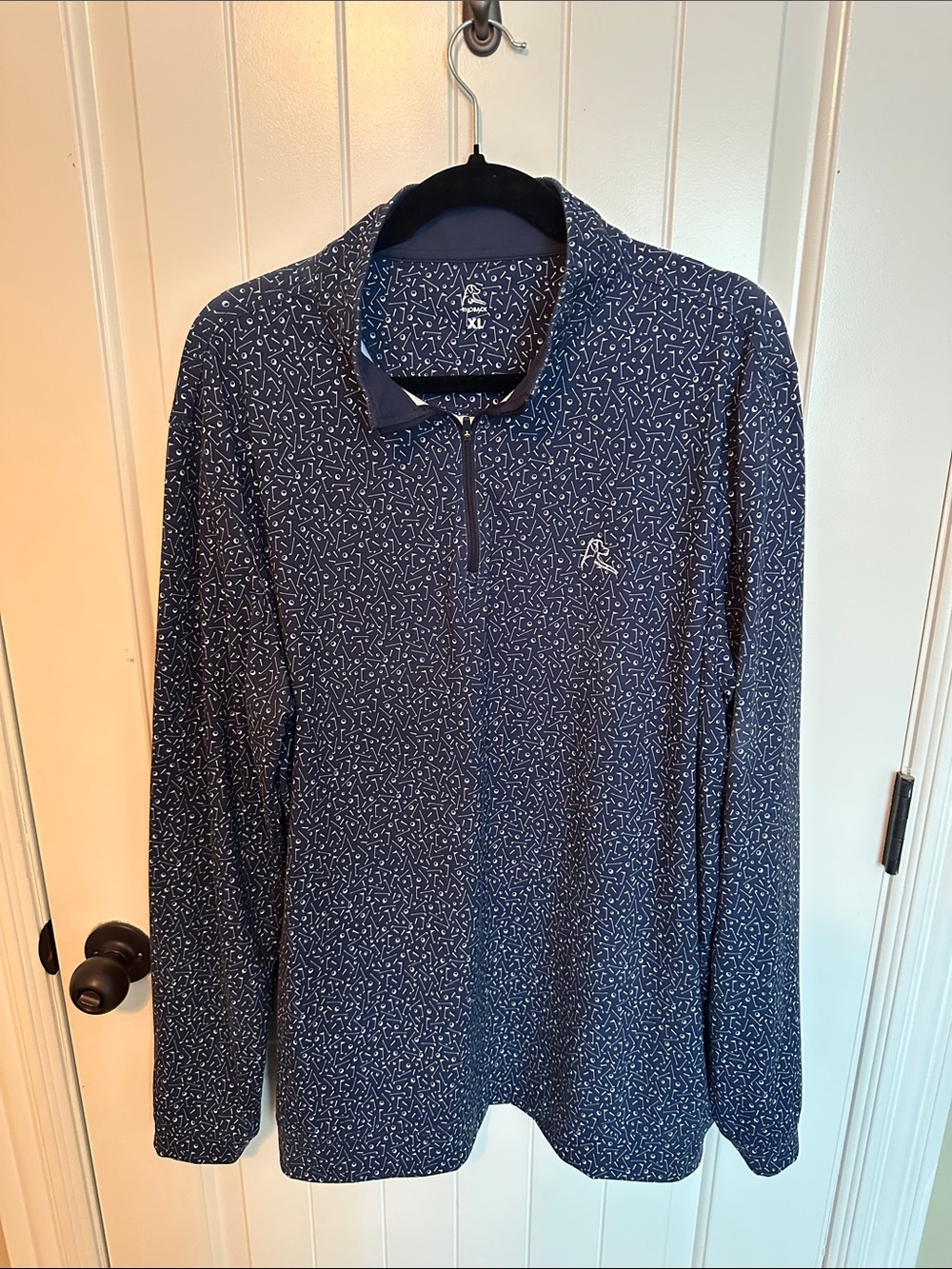 Rhoback Men's Navy Microprint Quarter-Zip Pullover